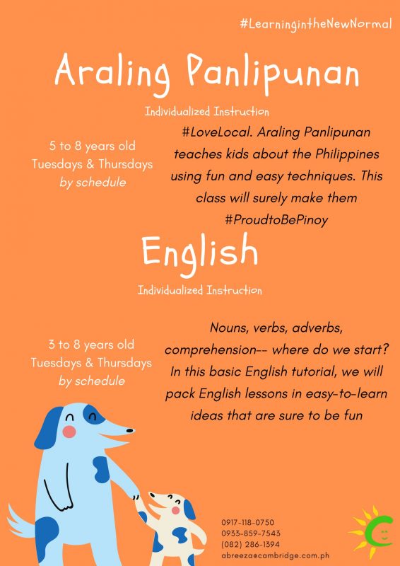 Cambridge Abreeza Enrichment Programs flyer 3 - Araling Panlipunan and English