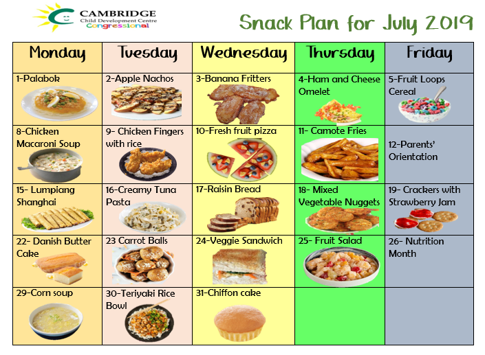 JULY SNACKPLAN 2019