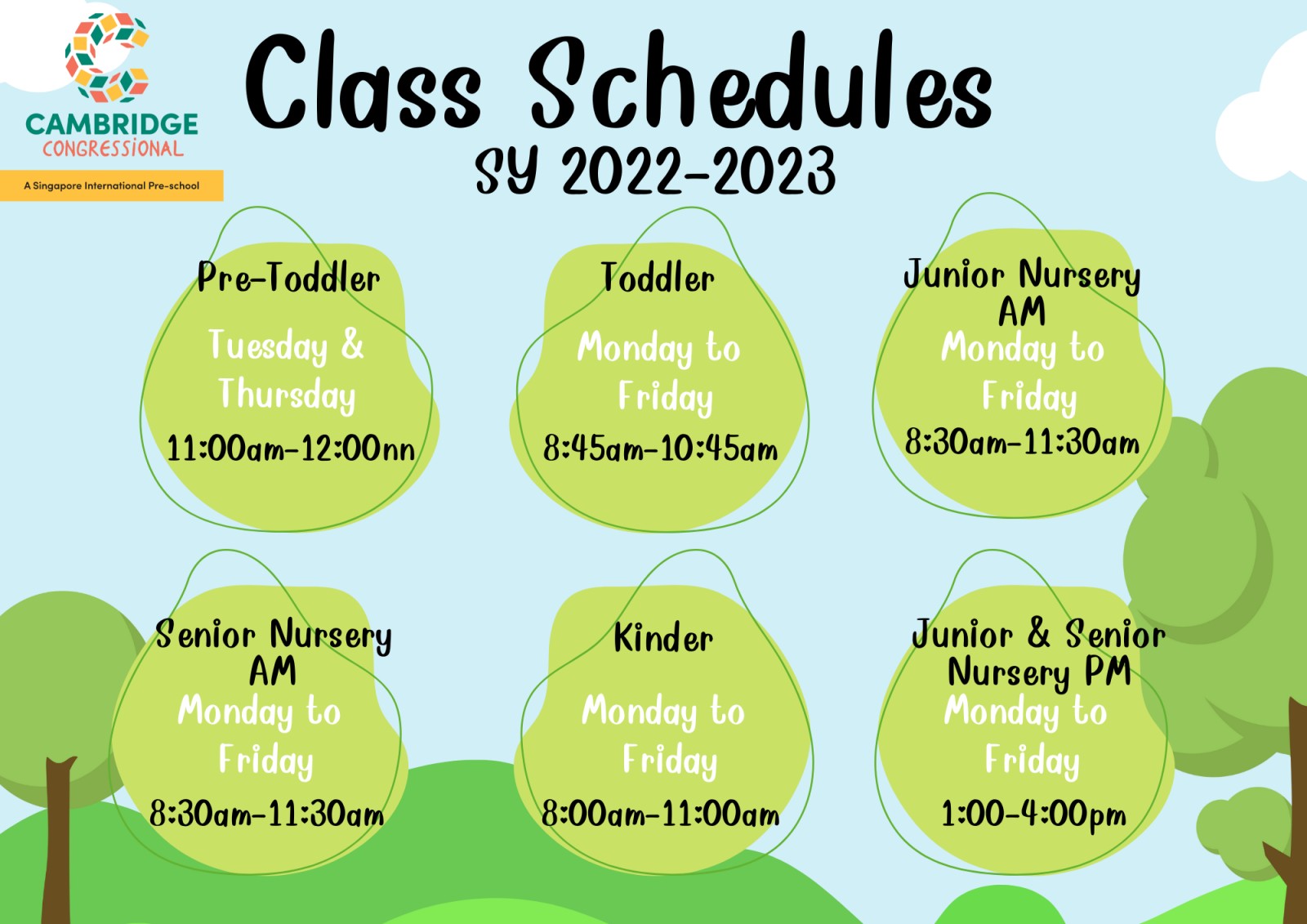 Cambridge Congressional Class Schedule