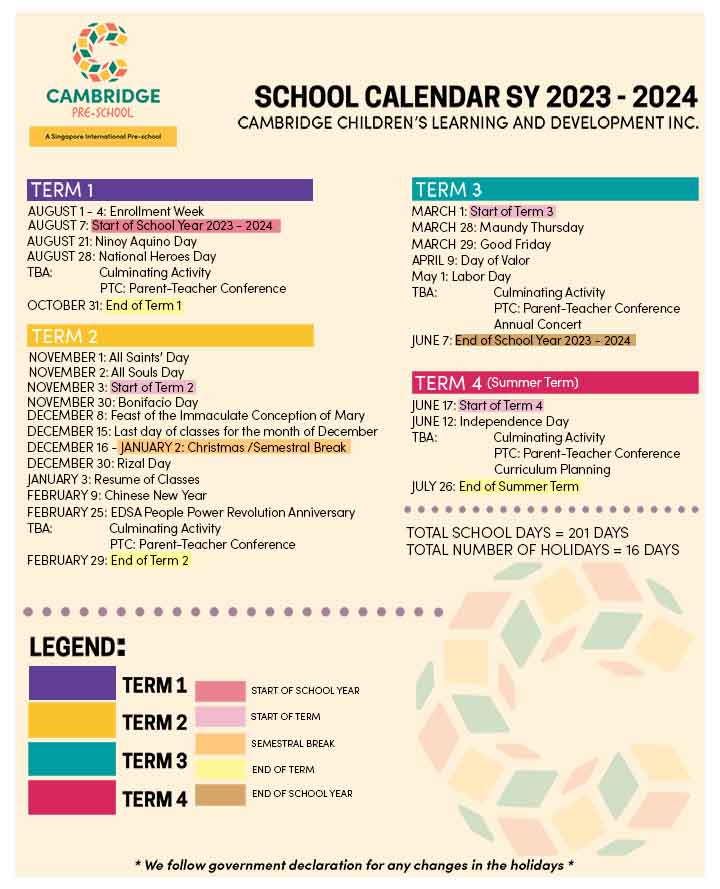 Academic Calendar SY 2023-2024